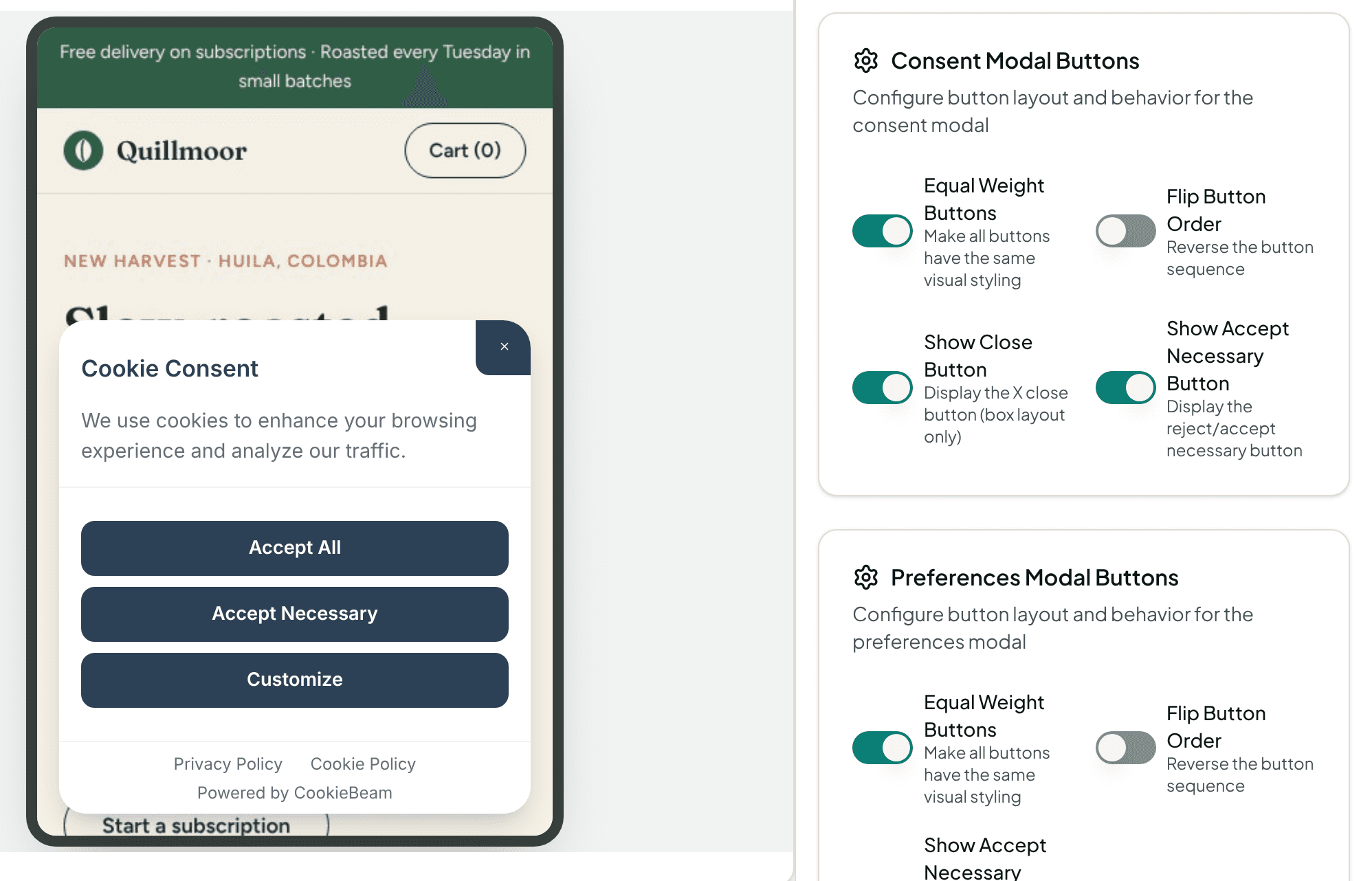 CookieBeam Live Preview Feature