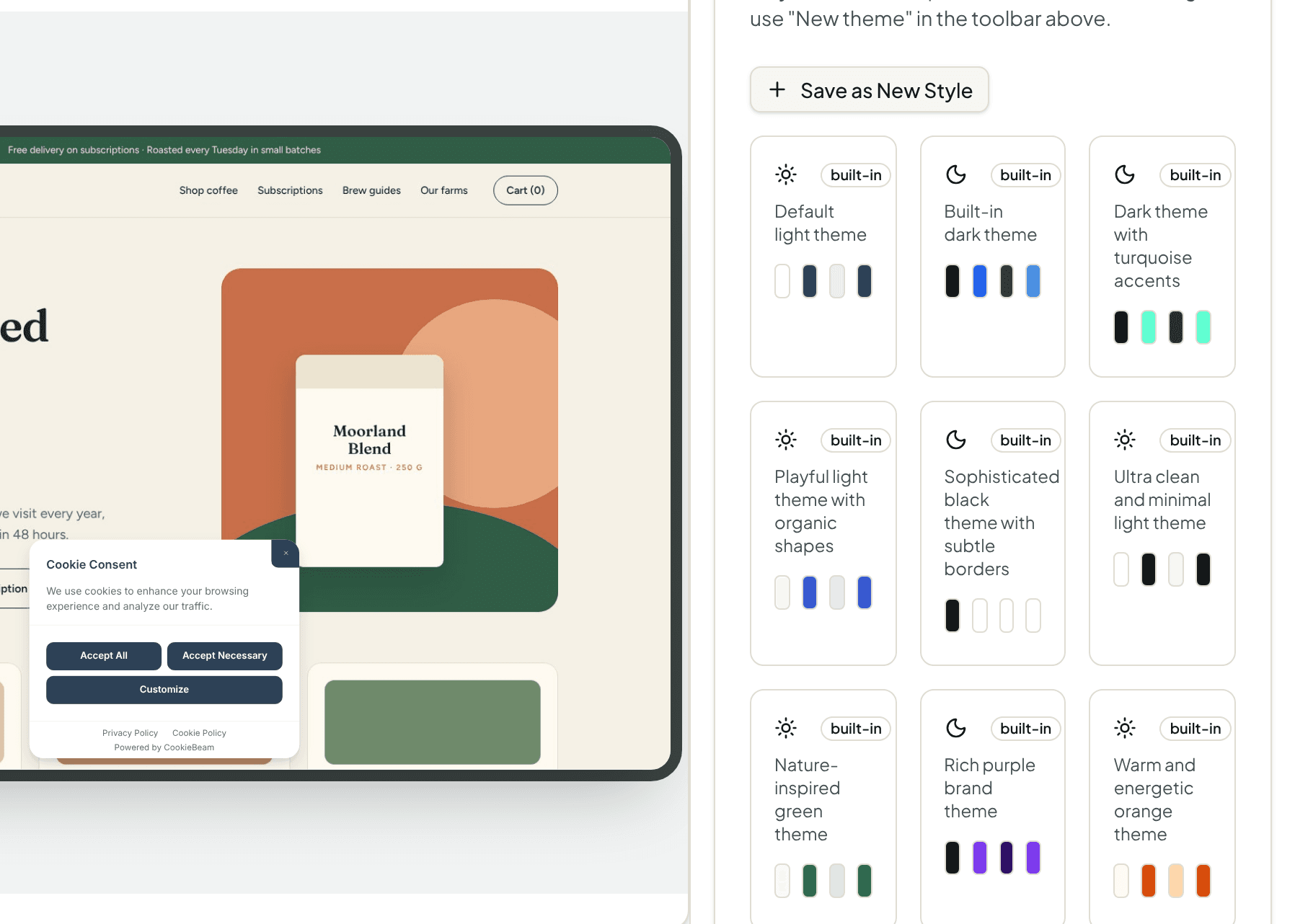 CookieBeam Design Studio - Theme Selection