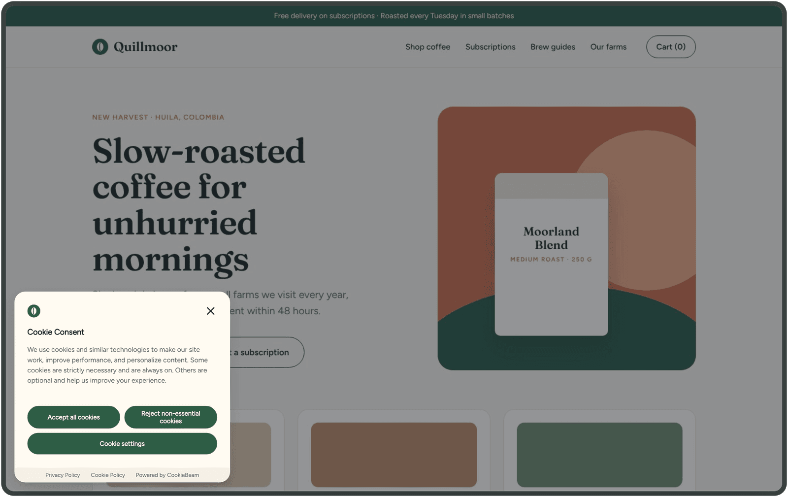 Matched to your site: Your logo, your font and pill buttons, suggested by Match my website.